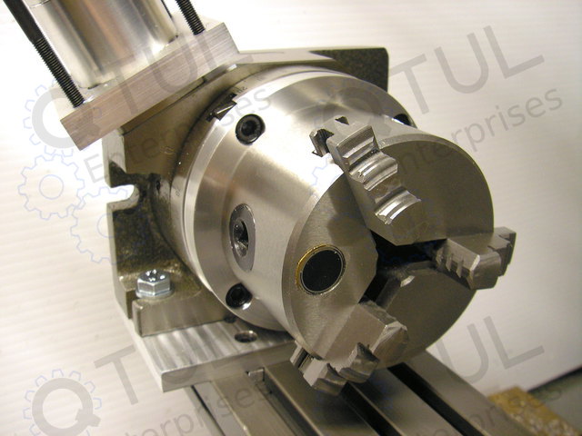 Chuck installed on CNC rotary table